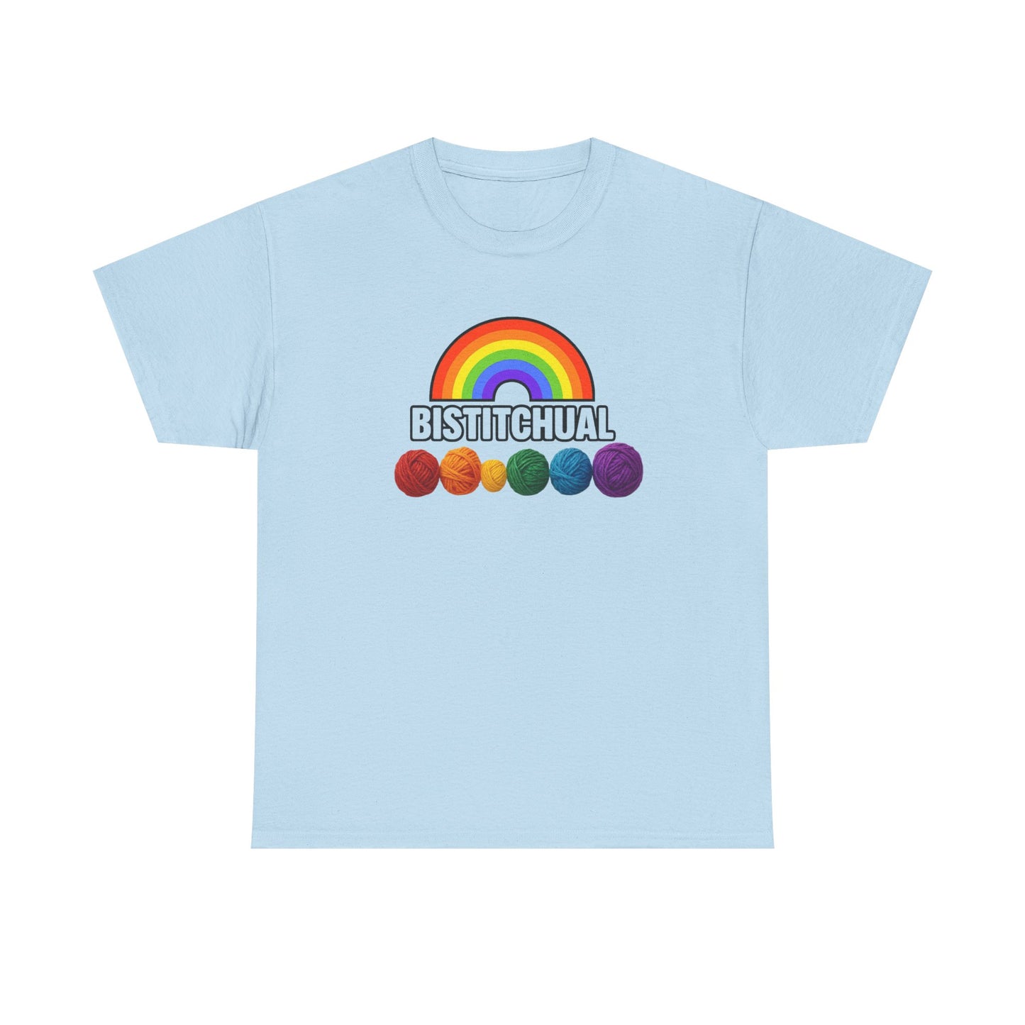 Bistitchual Pride Month Unisex Tee, Knitter Crocheter Yarn Lover Tshirt, Heavy Cotton Shirt
