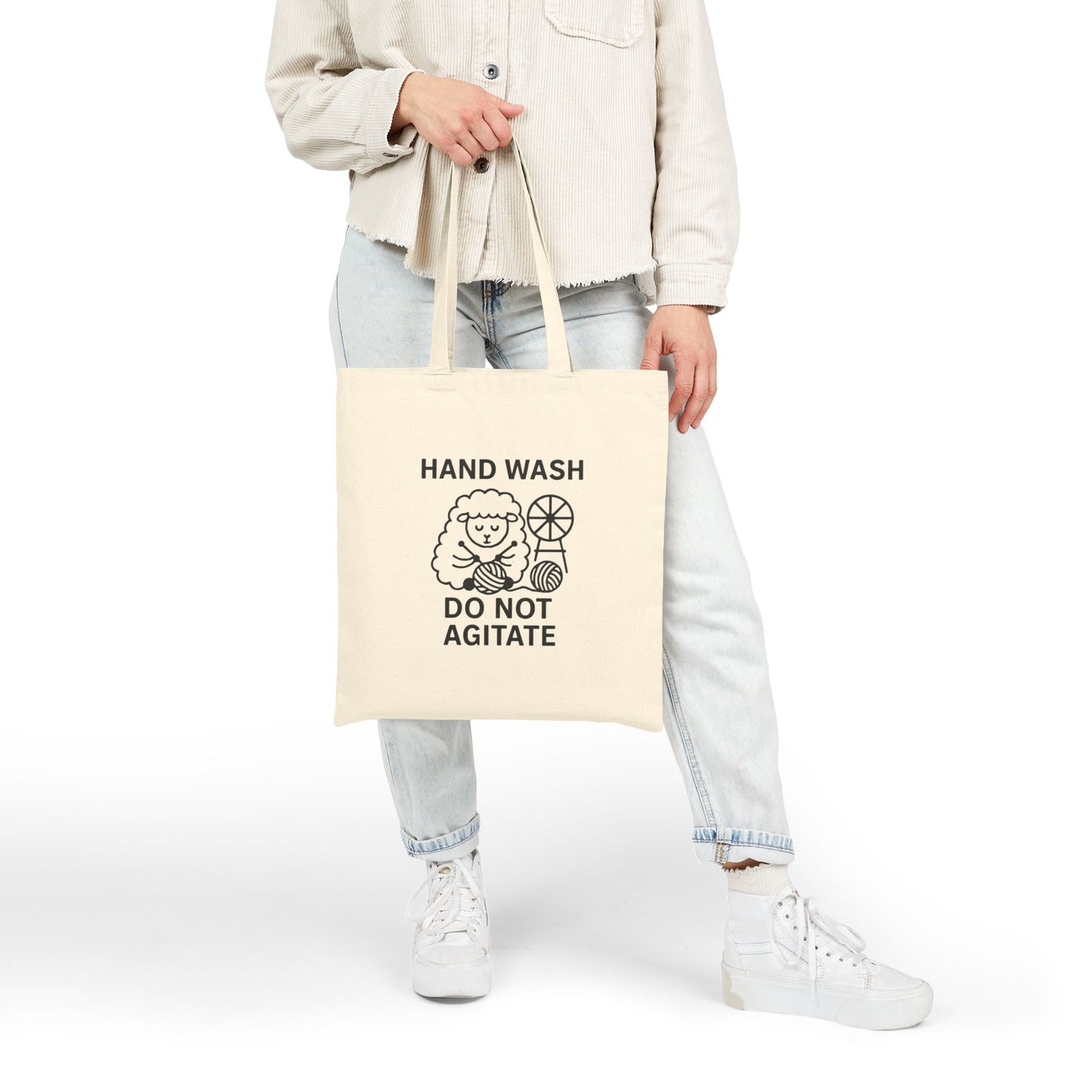 Cotton Canvas Tote Bag Hand Wash Do Not Agitate - Gift for Knitters