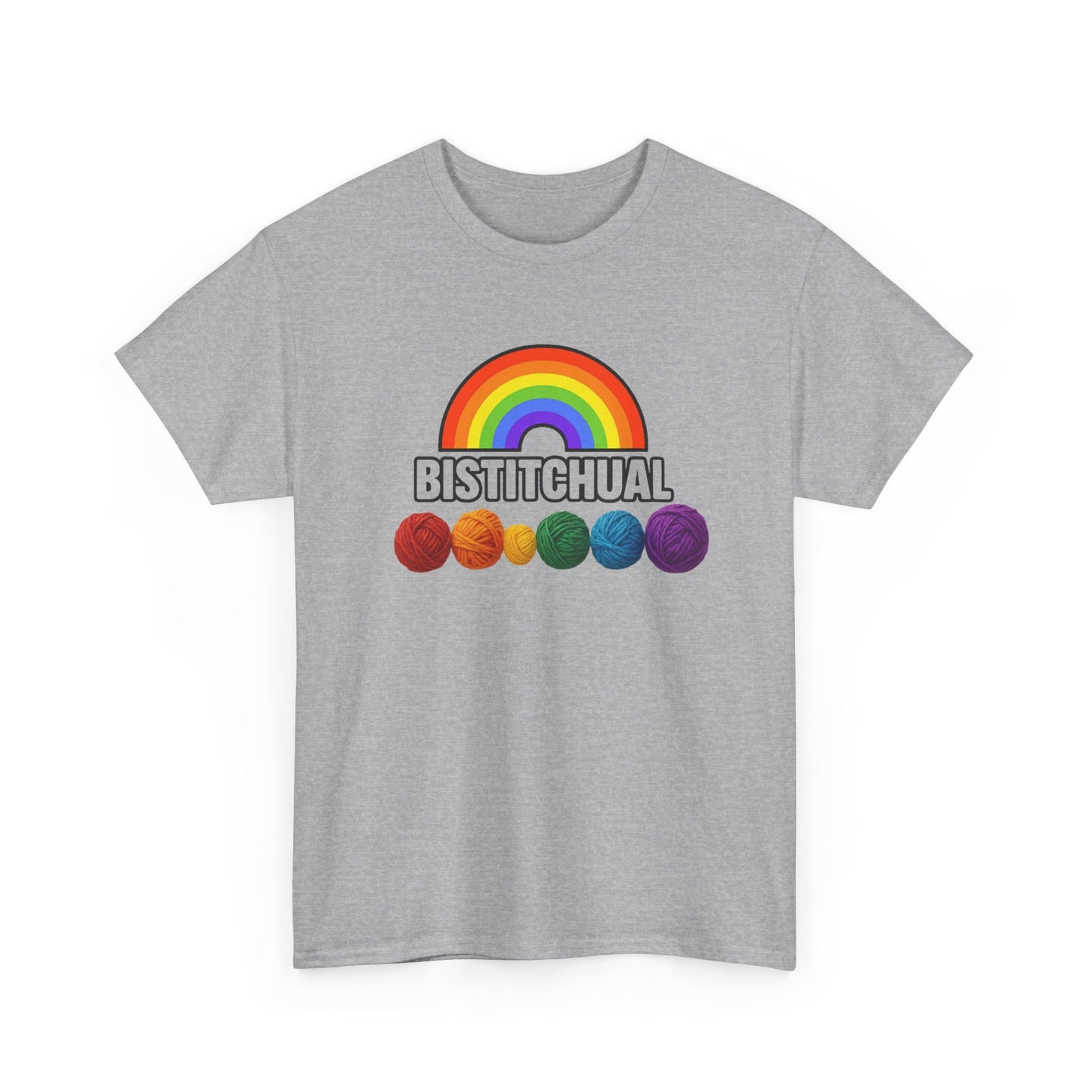 Bistitchual Pride Month Unisex Tee, Knitter Crocheter Yarn Lover Tshirt, Heavy Cotton Shirt