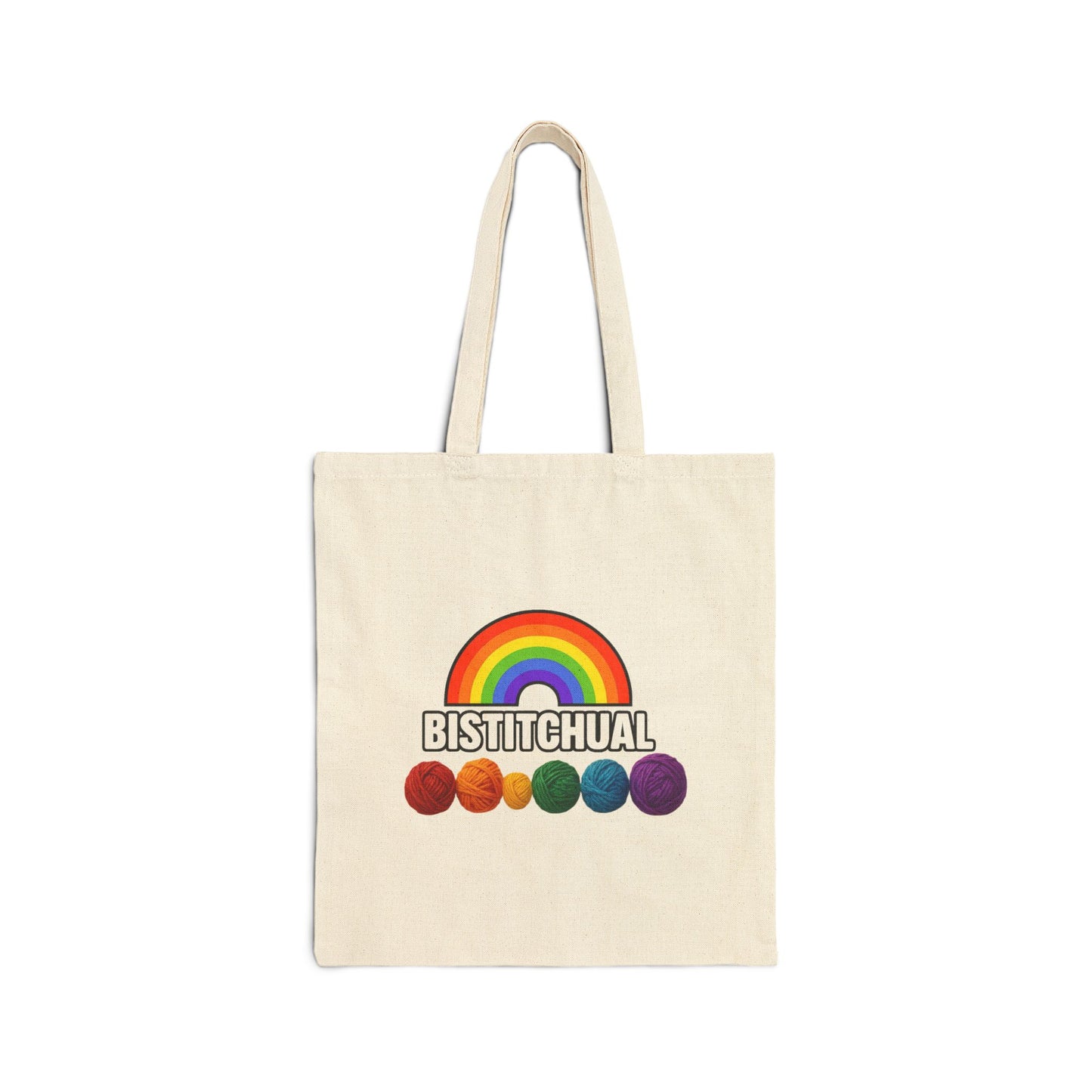 Bistitchual Project Bag - Cotton Canvas Tote, Crafters Pride Month Knitting Crocheting Yarn Lovers, Alternative Shopping Beach Purse
