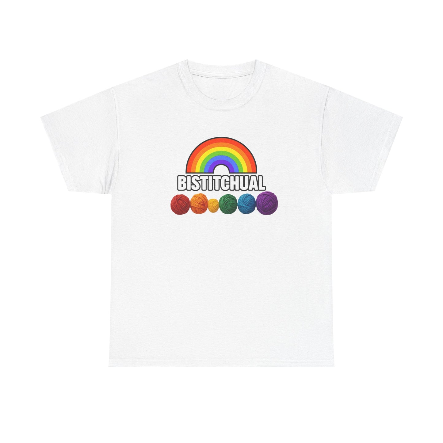 Bistitchual Pride Month Unisex Tee, Knitter Crocheter Yarn Lover Tshirt, Heavy Cotton Shirt