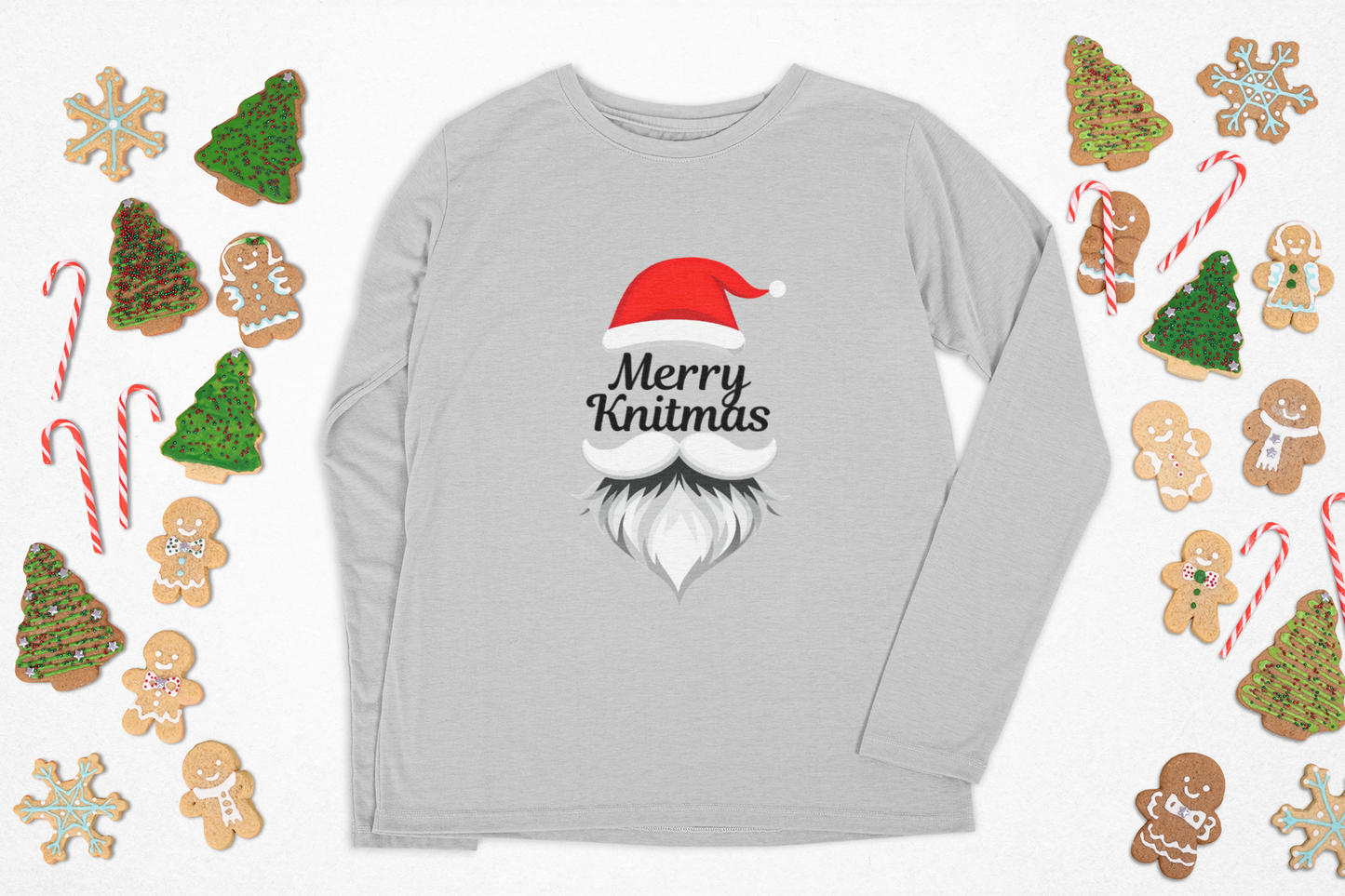 Knitmas Long Sleeve Cozy Cotton Tee, Casual Wear, Gifts for Her, Gifts for Him, Winter Essentials, Casual Wear, Cozy Fashion