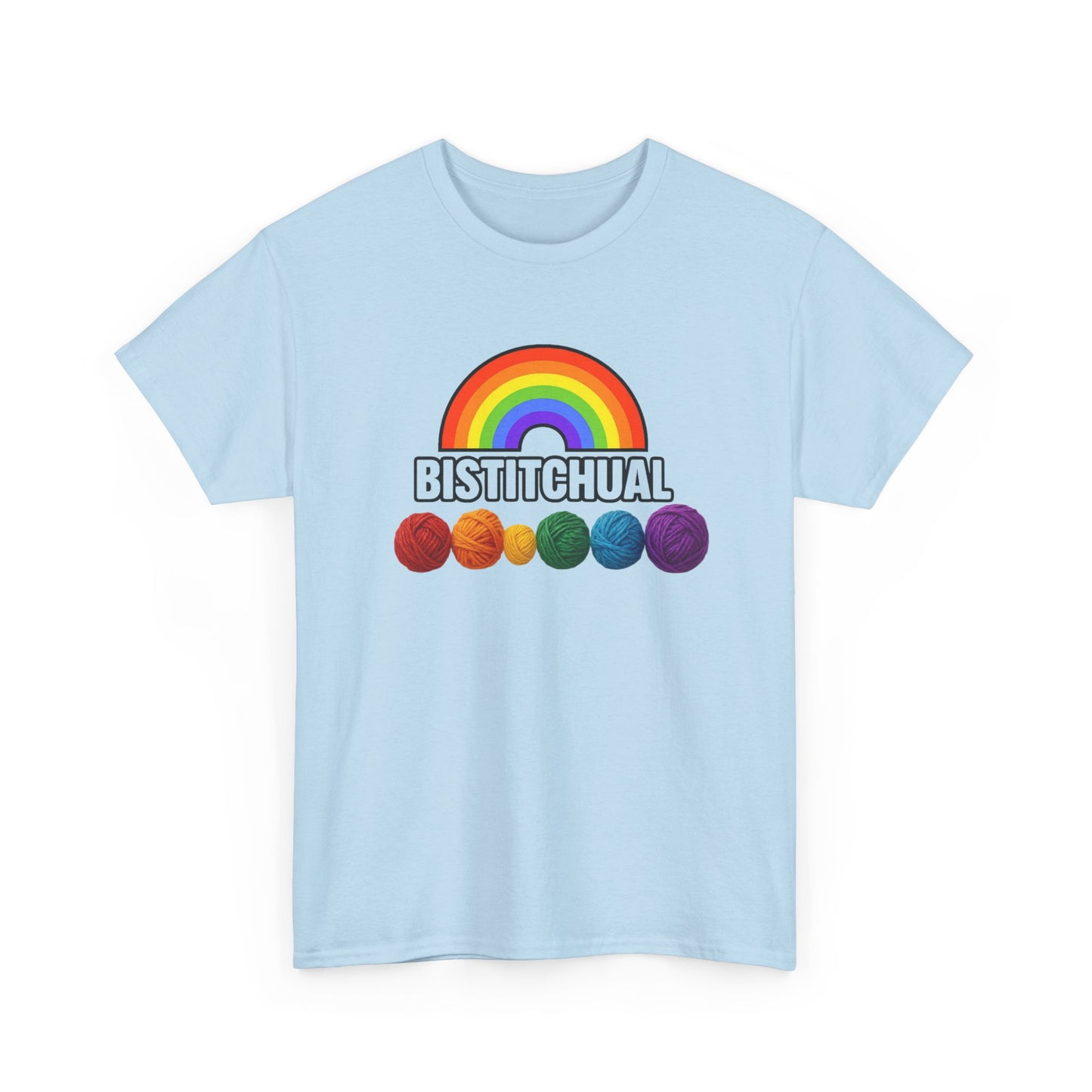 Bistitchual Pride Month Unisex Tee, Knitter Crocheter Yarn Lover Tshirt, Heavy Cotton Shirt