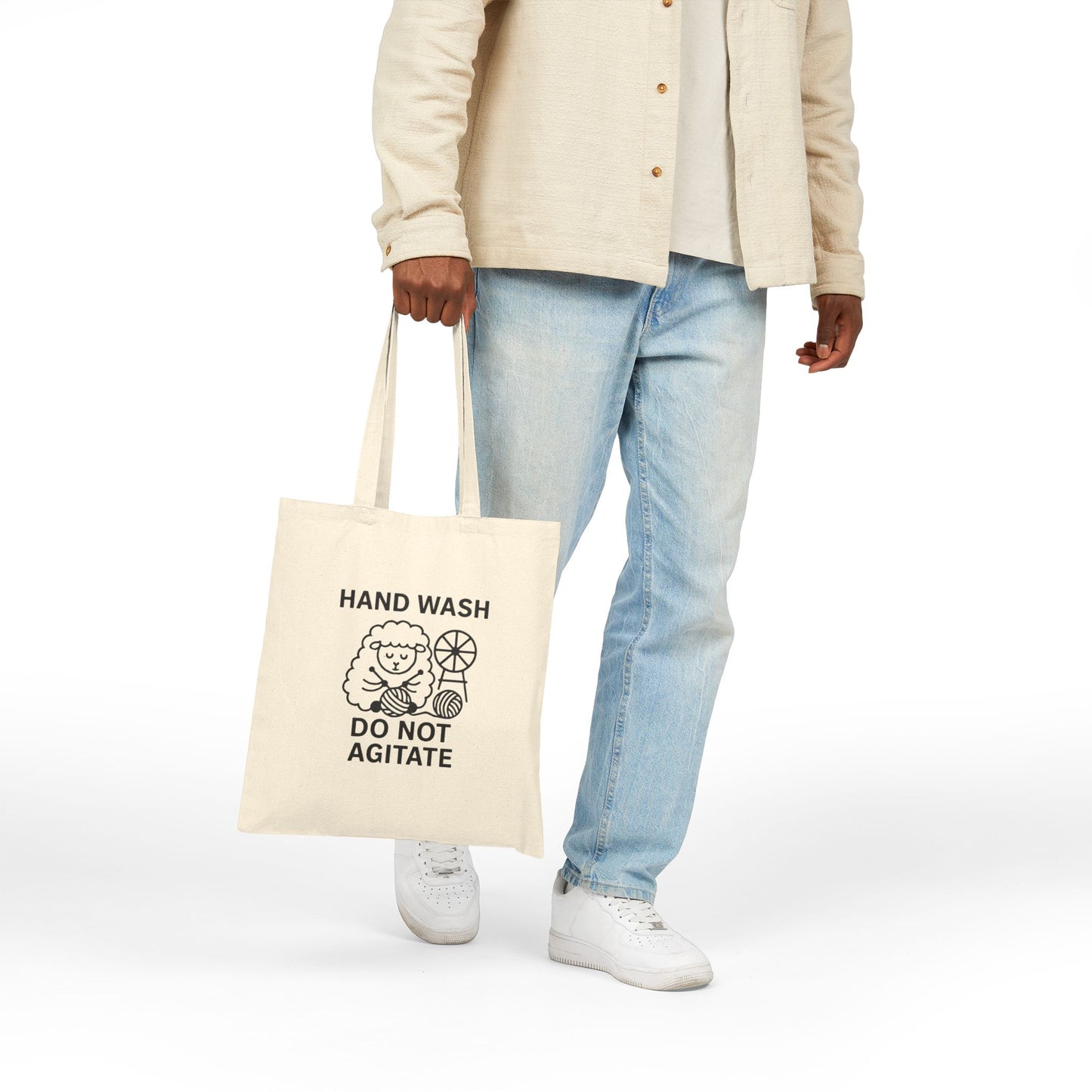 Cotton Canvas Tote Bag Hand Wash Do Not Agitate - Gift for Knitters