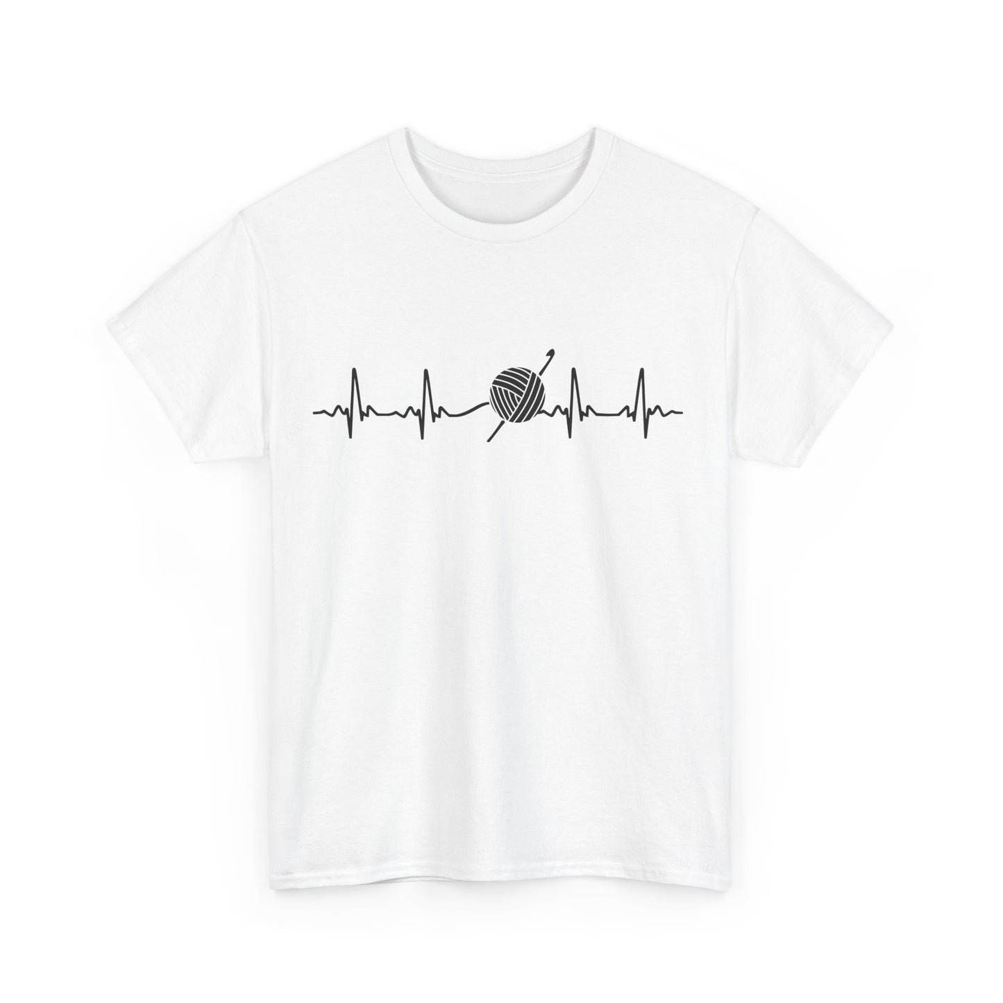 Crochet EKG Unisex Heavy Cotton Tee