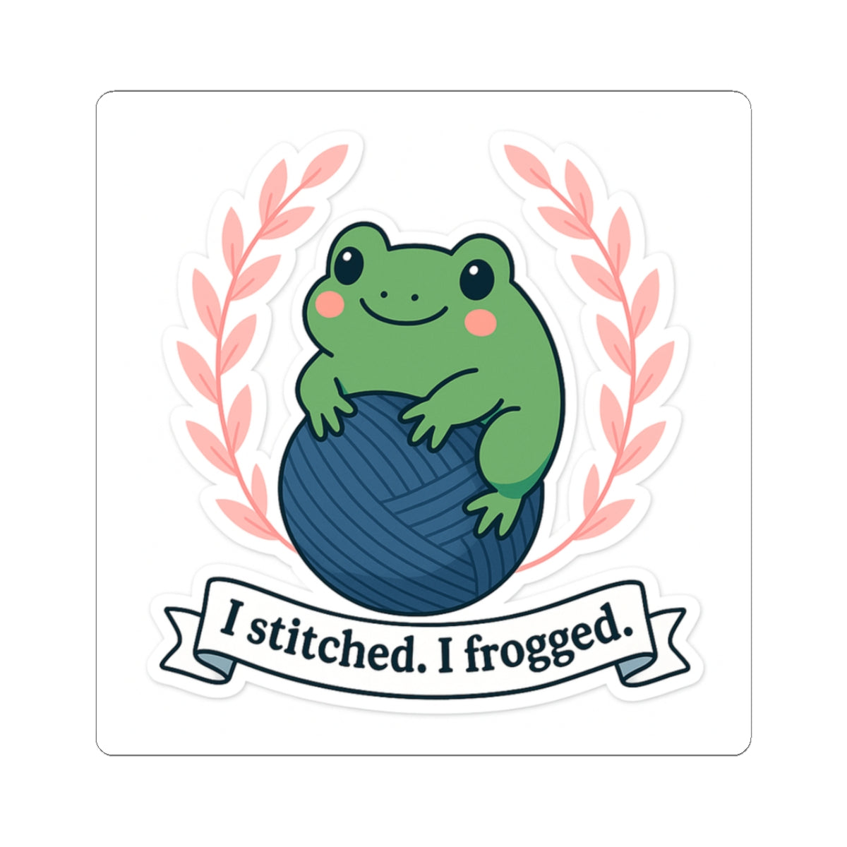 Copy of Whimsical Frog Kiss-Cut Stickers - I Stitched, I Frogged, Cute Frog Decor, Humorous Gift, Laptop Stickers, Nature Lovers