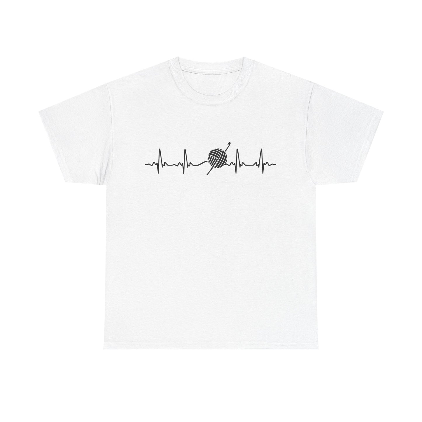 Crochet EKG Unisex Heavy Cotton Tee