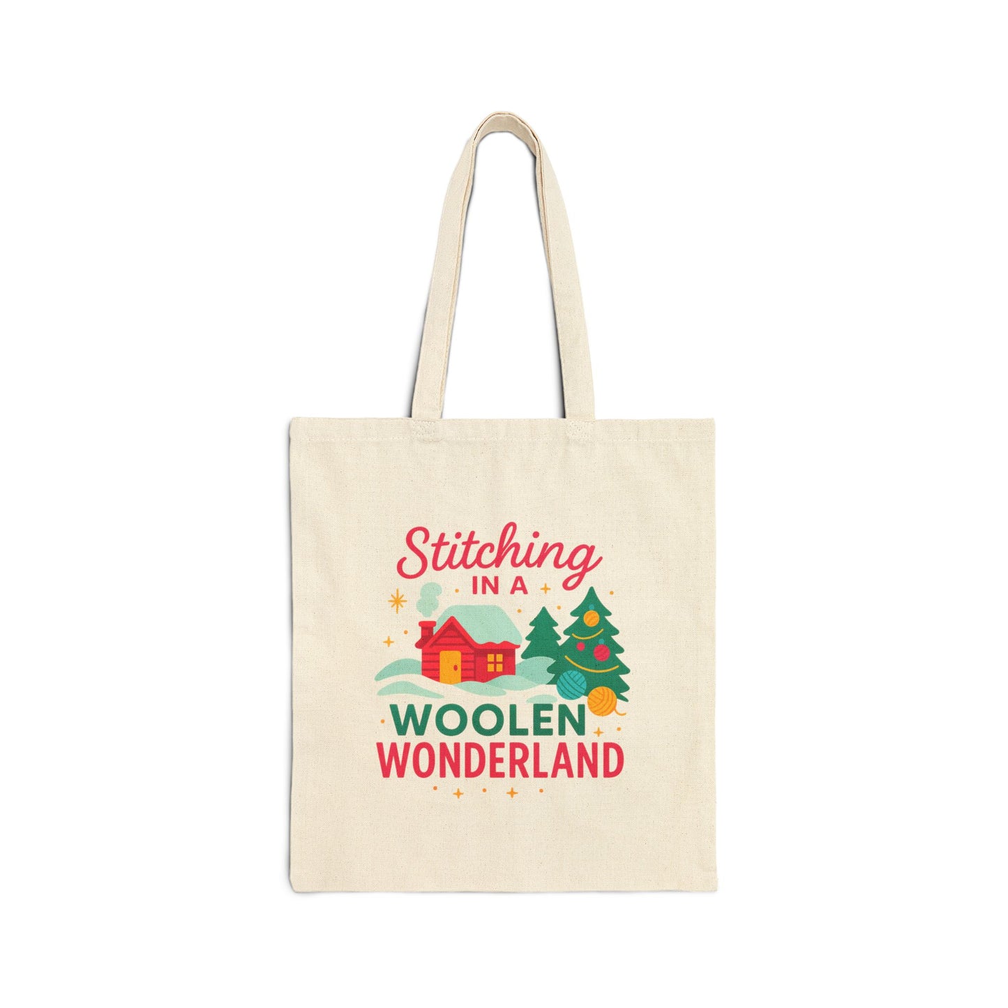 Cotton Canvas Tote Bag - Stitching in a Woolen Wonderland 100% Cotton Project Bag