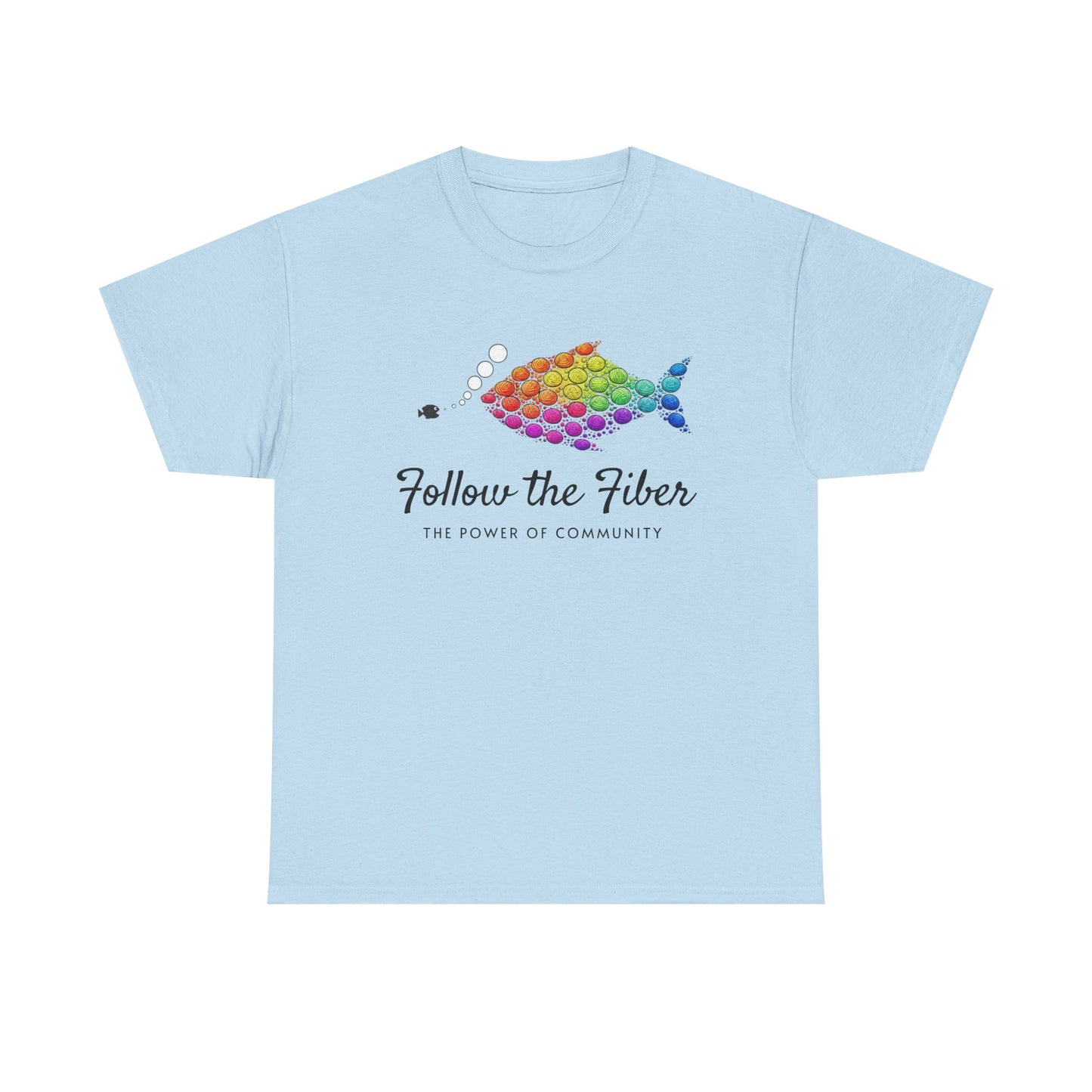 Follow the Fiber Rainbow Fish T-Shirt — Knitting & Crochet Community Tee