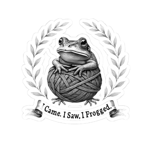 Whimsical Frog Kiss-Cut Stickers - I Came, I Saw, I Frogged, Cute Frog Decor, Humorous Gift, Laptop Stickers, Nature Lovers