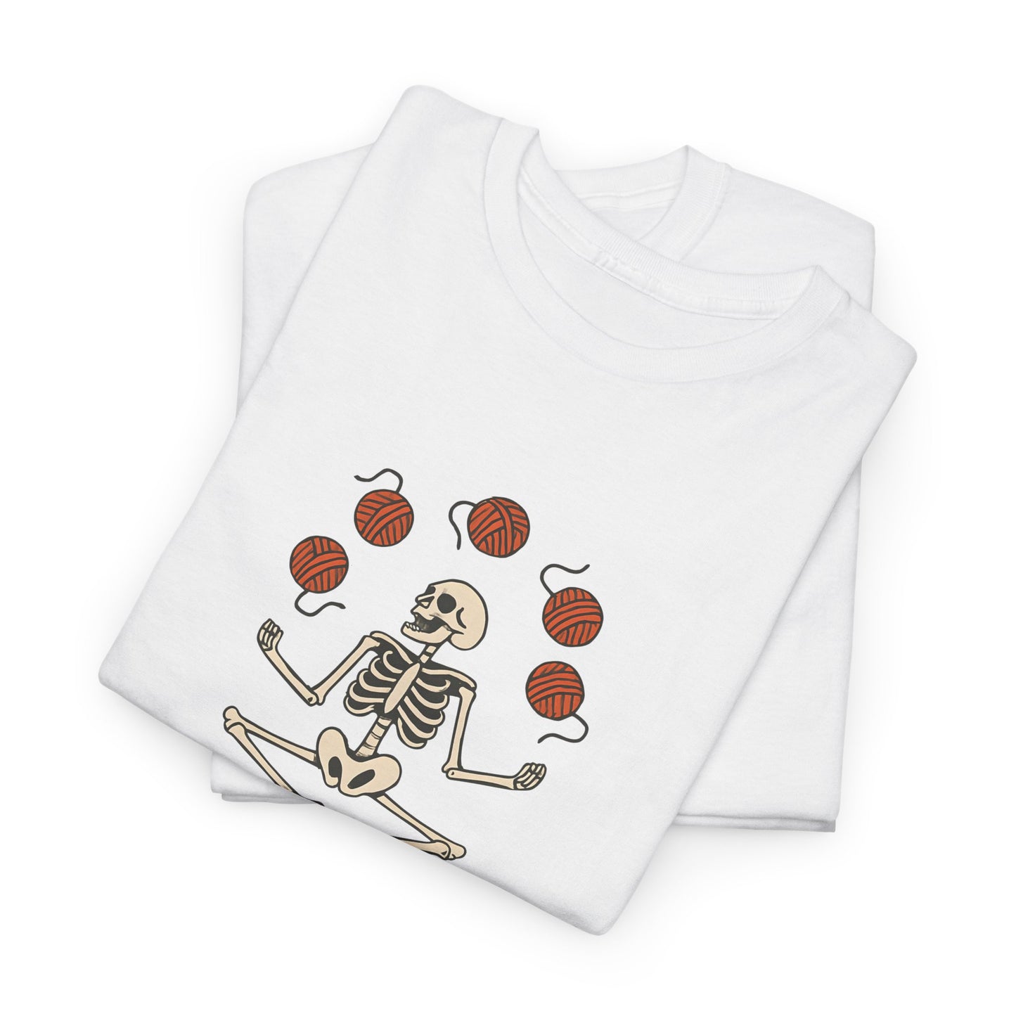 Meditative Yarn Juggling Skeleton V-Neck Tee, Yoga Shirt, Halloween Gift, Unisex T-Shirt, Casual Wear, Skull Design Tee
