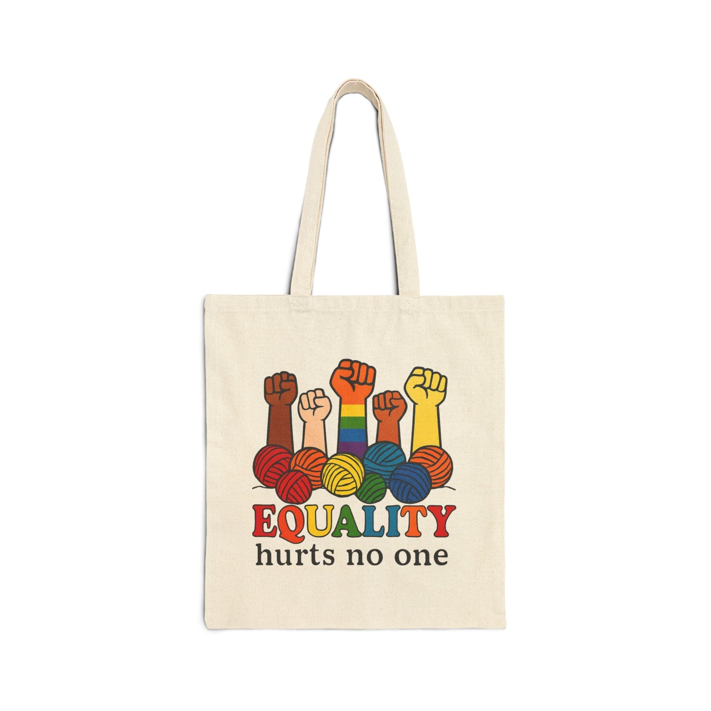 Equality Project Bag - Cotton Canvas Tote, Crafters Pride Month Knitting Crocheting Yarn Lovers, Alternative Shopping Beach Purse
