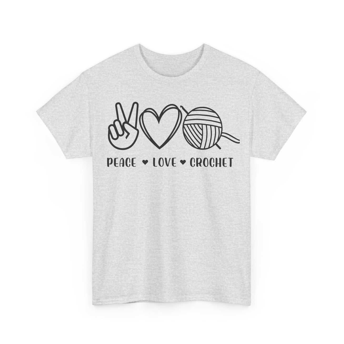 Simple Peace Love Crochet Unisex Heavy Cotton Tee