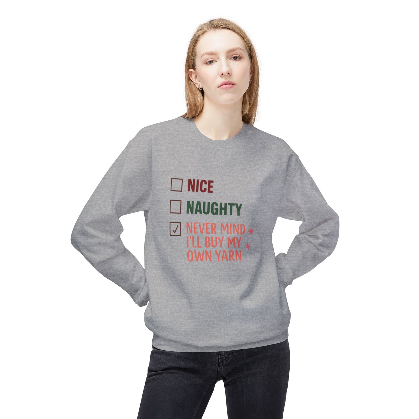 Holiday Spirit Sweatshirt | Nice or Naughty Fleece Top | Cozy Christmas Gift | Unisex Crewneck | Festive Winter Apparel