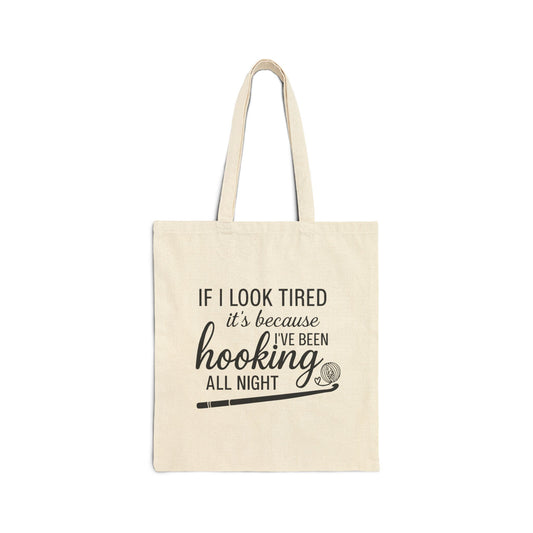 Funny Quote Cotton Canvas Tote Bag for Crocheter - Project Bag, Reusable Shopping Bag, Eco-Friendly Market Tote, Gift for Crafter, Gift