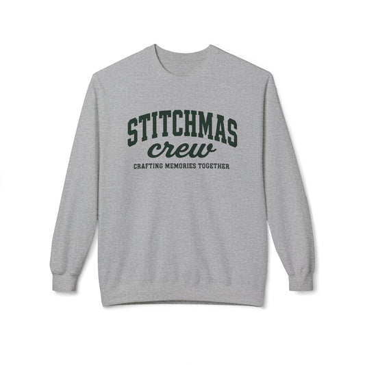 Stitchmas Crafting Memories Unisex Fleece Sweatshirt, Cozy Crew for Stitchmas, Holiday Gift, Family Gatherings, Casual Layer