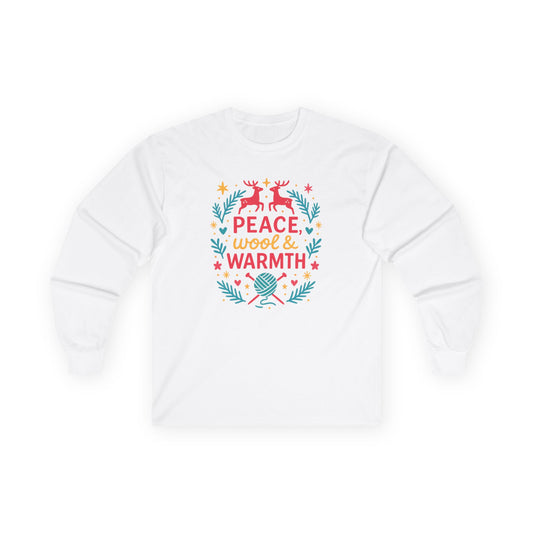 Cozy Unisex Crewneck Tshirt - 'Peace & Warmth' Design, Casual Wear, Gifts for Her, Gifts for Him, Winter Essentials, Cozy Fashion