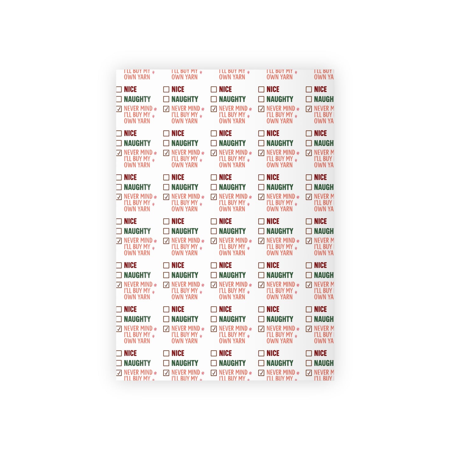 Holiday Gift Wrapping Paper Roll - Nice or Naughty Design