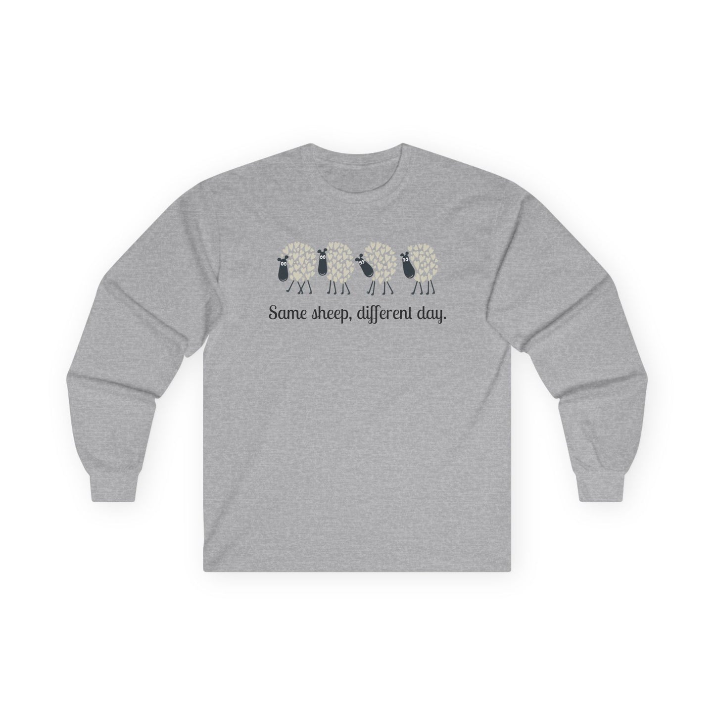Yarn Lover Long Sleeve Tee, Funny Knitting Shirt, Unisex Cotton Pullover, Knitter Gift, Cozy Top for Crafters, Same Sheep Different Day