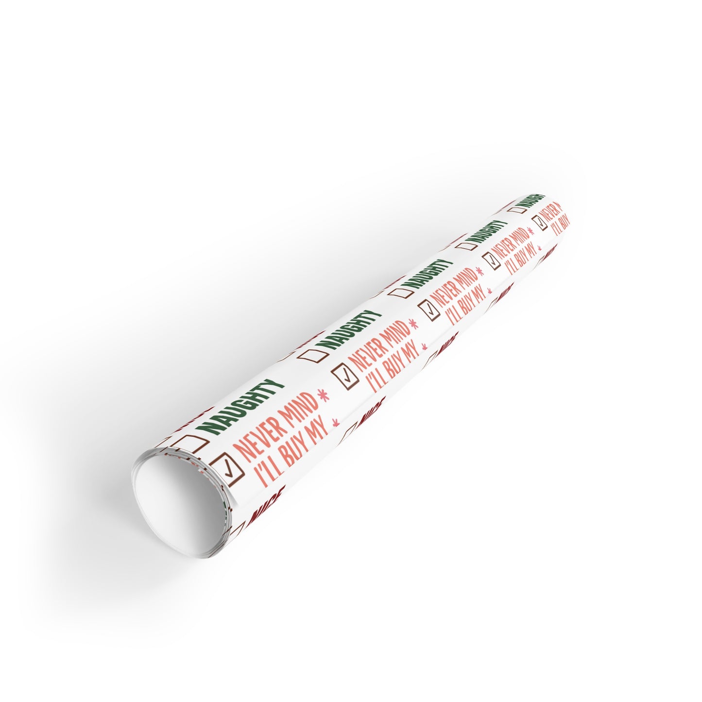 Holiday Gift Wrapping Paper Roll - Nice or Naughty Design