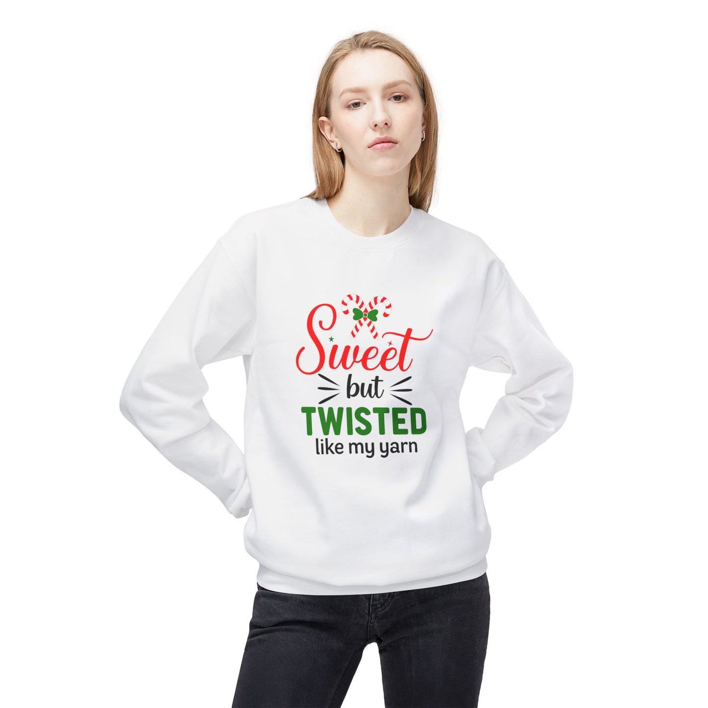 Sweet but Twisted Sweatshirt, Cozy Gift for Crafters, Yarn Lovers, Funny Crewneck for Holidays, Knitting Humor Apparel, Crafting Presents