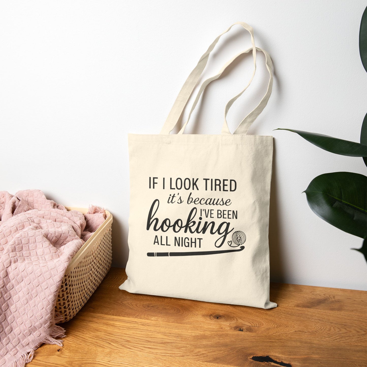 Funny Quote Cotton Canvas Tote Bag for Crocheter - Project Bag, Reusable Shopping Bag, Eco-Friendly Market Tote, Gift for Crafter, Gift