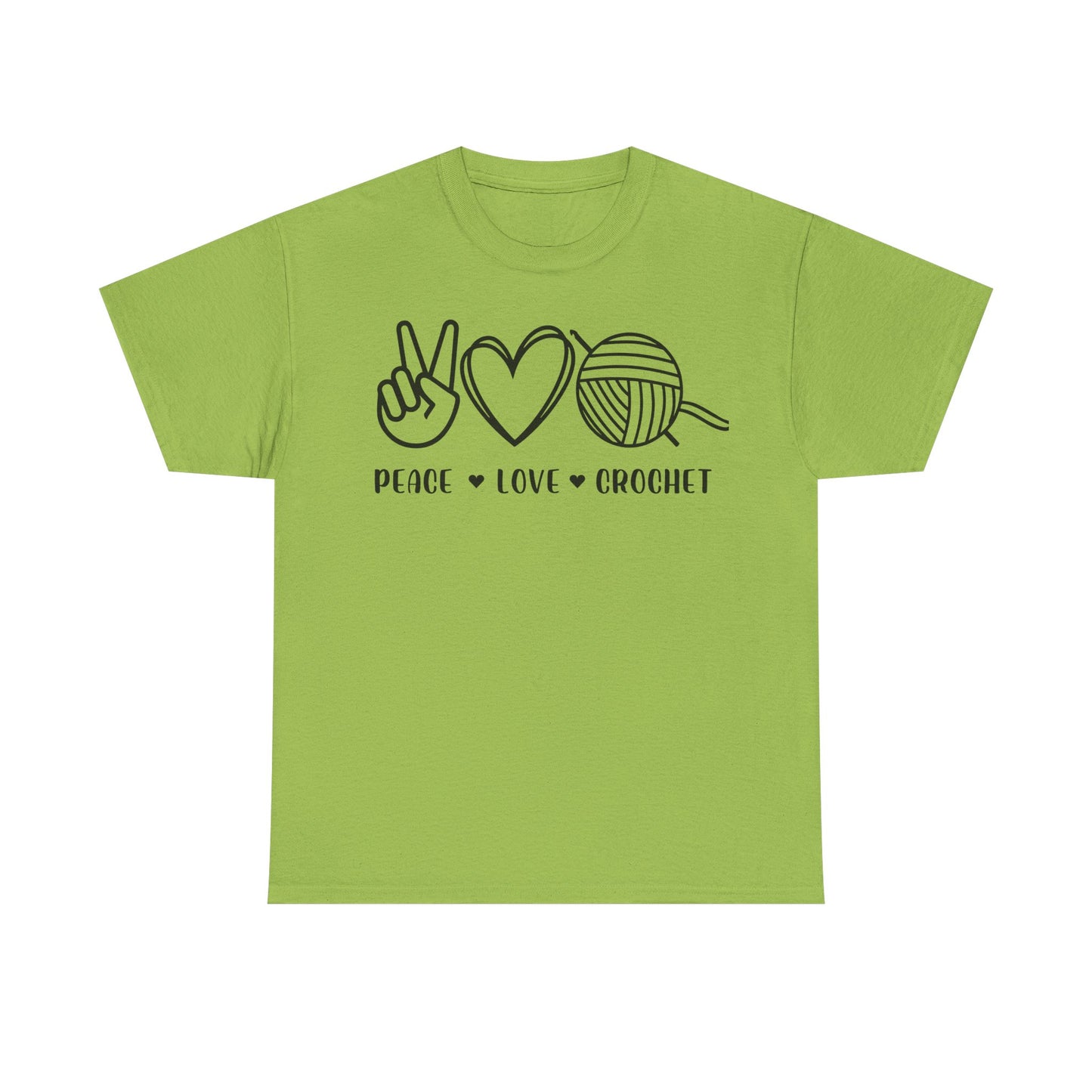 Simple Peace Love Crochet Unisex Heavy Cotton Tee
