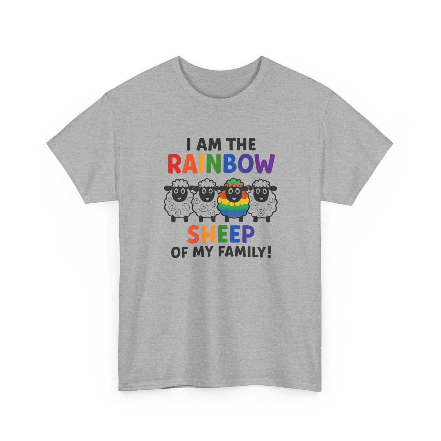 Rainbow Sheep Unisex Tee, Pride Shirt for Knitters, Crocheters, Yarn Lovers, LGBT Pride, Rainbow Sheep Tshirt, LGBTQ+ Apparel, Unisex Heavy
