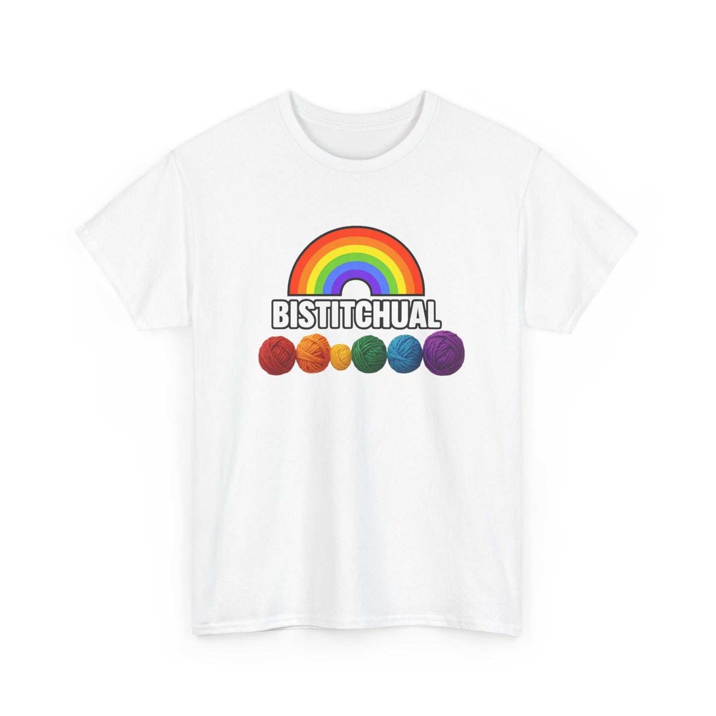 Bistitchual Pride Month Unisex Tee, Knitter Crocheter Yarn Lover Tshirt, Heavy Cotton Shirt