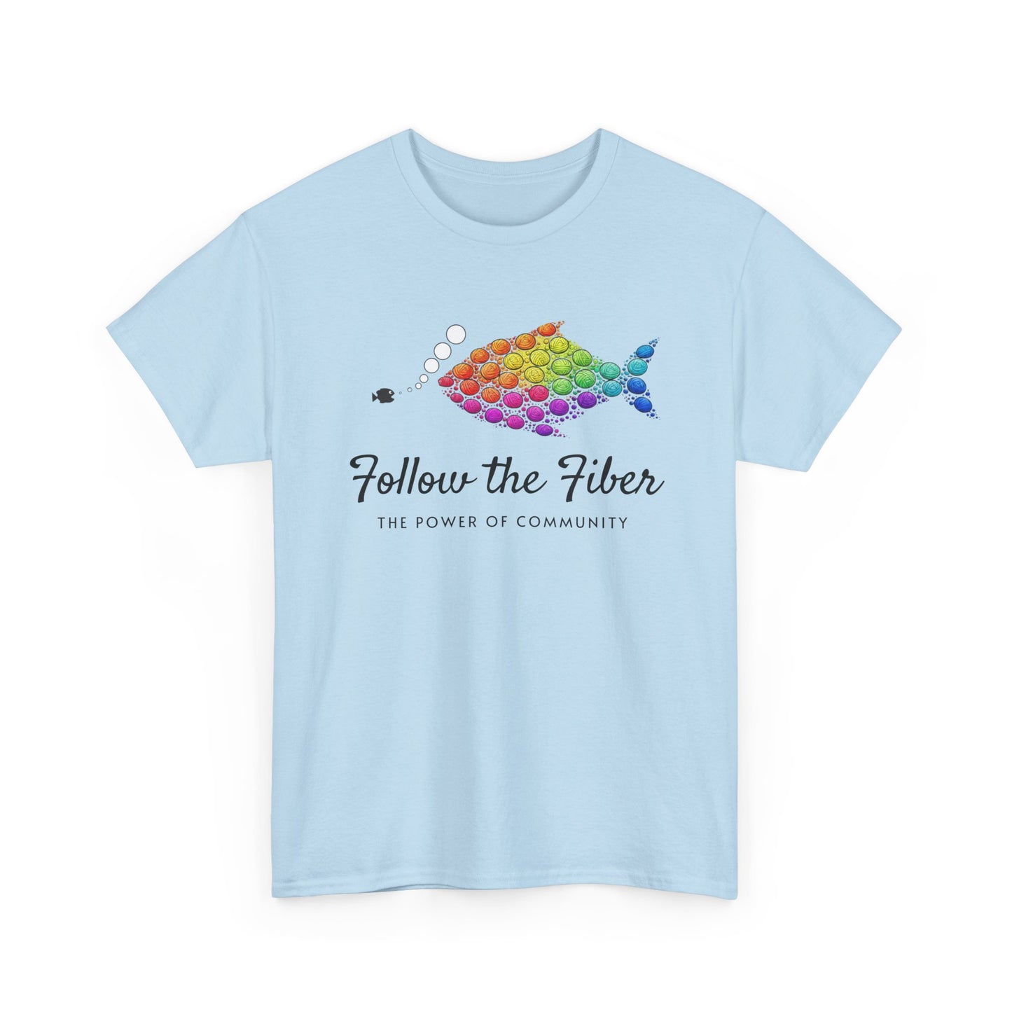 Follow the Fiber Rainbow Fish T-Shirt — Knitting & Crochet Community Tee