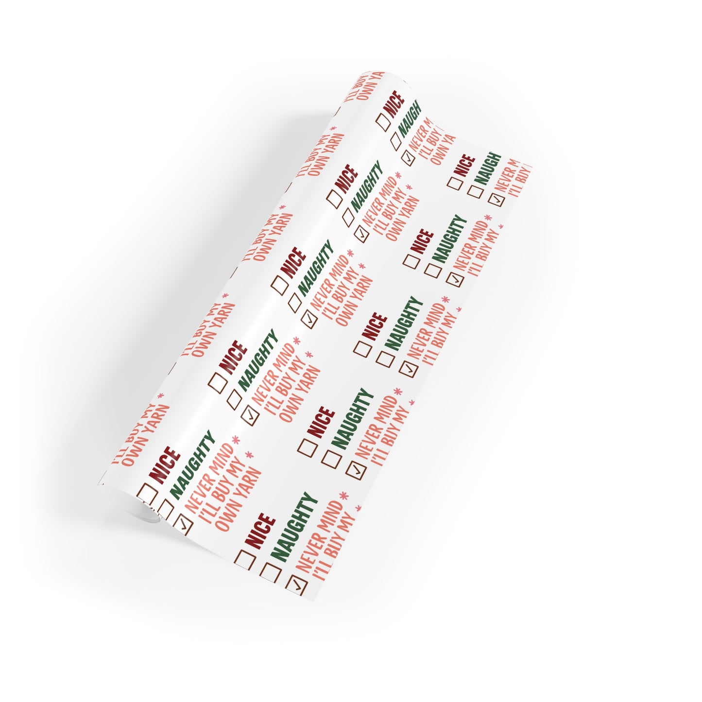 Holiday Gift Wrapping Paper Roll - Nice or Naughty Design