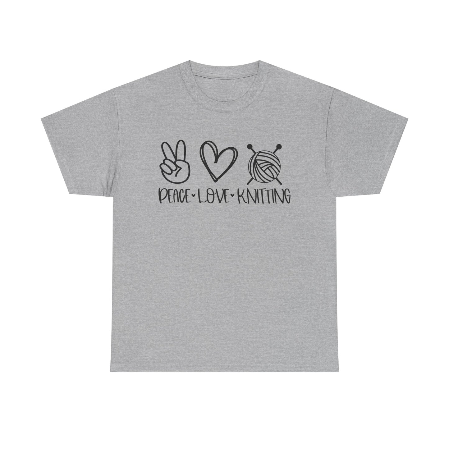 Simple Peace Love Knitting Unisex Heavy Cotton Tee