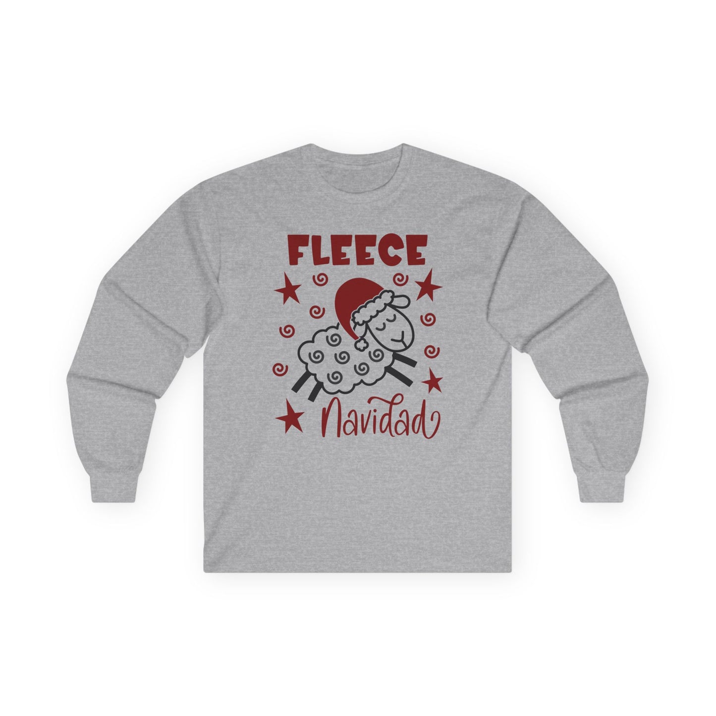 Fleece Navidad Long Sleeve Tshirt, Christmas Shirt, Gift for Knitters, Gift for Crocheters