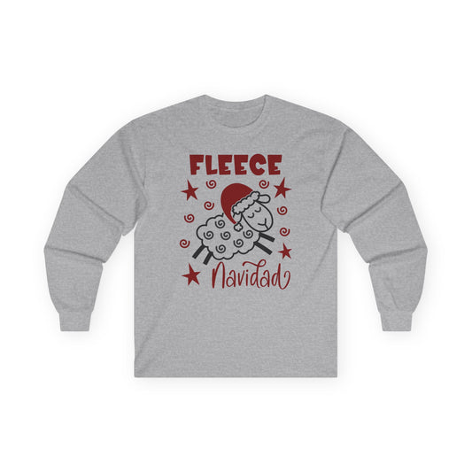 Fleece Navidad Long Sleeve Tshirt, Christmas Shirt, Gift for Knitters, Gift for Crocheters
