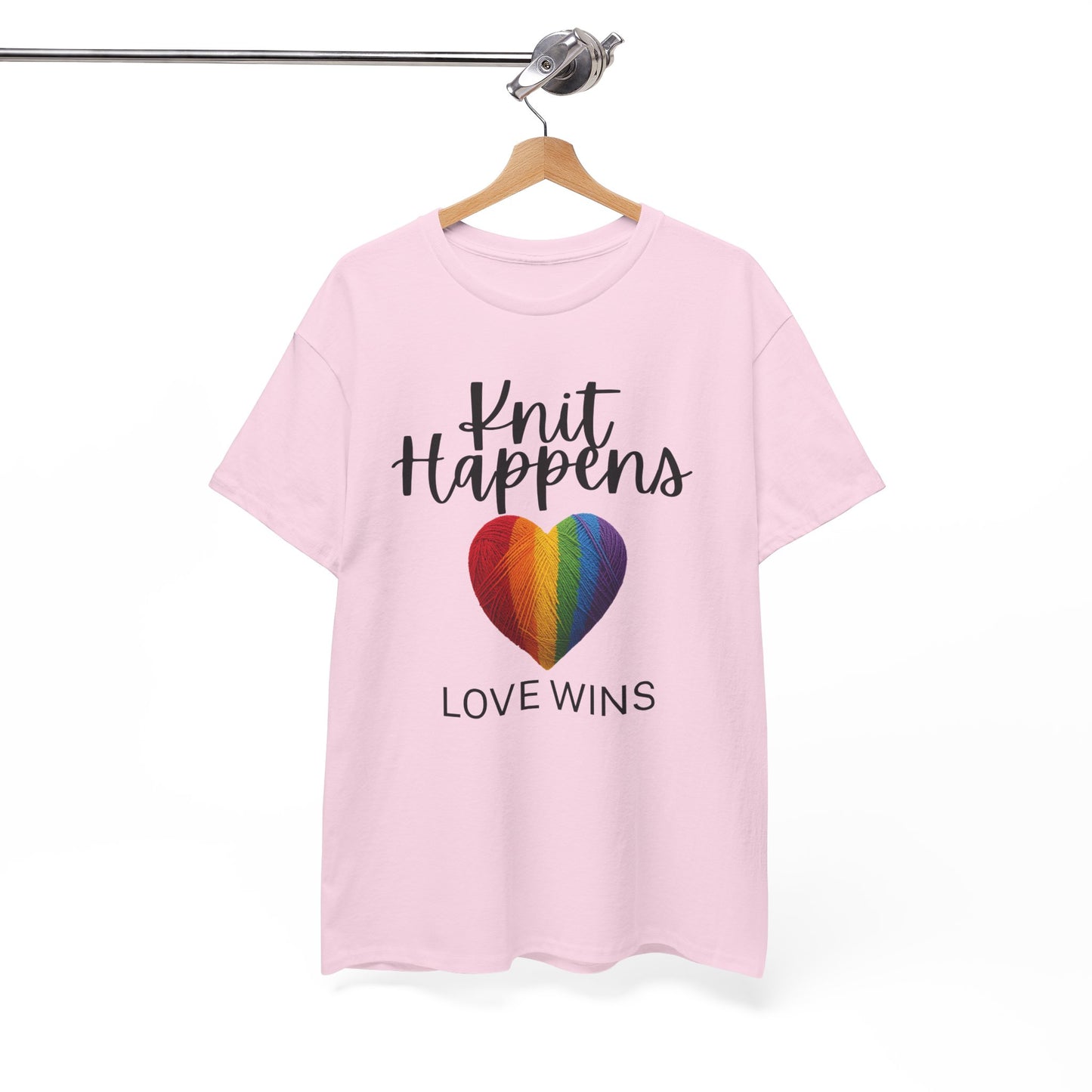 Knit Happens "Love Wins" Rainbow Heart T-Shirt