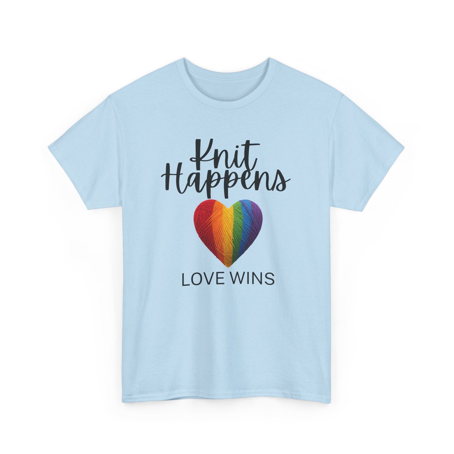 Knit Happens "Love Wins" Rainbow Heart T-Shirt