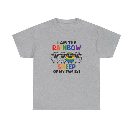 Rainbow Sheep Unisex Tee, Pride Shirt for Knitters, Crocheters, Yarn Lovers, LGBT Pride, Rainbow Sheep Tshirt, LGBTQ+ Apparel, Unisex Heavy