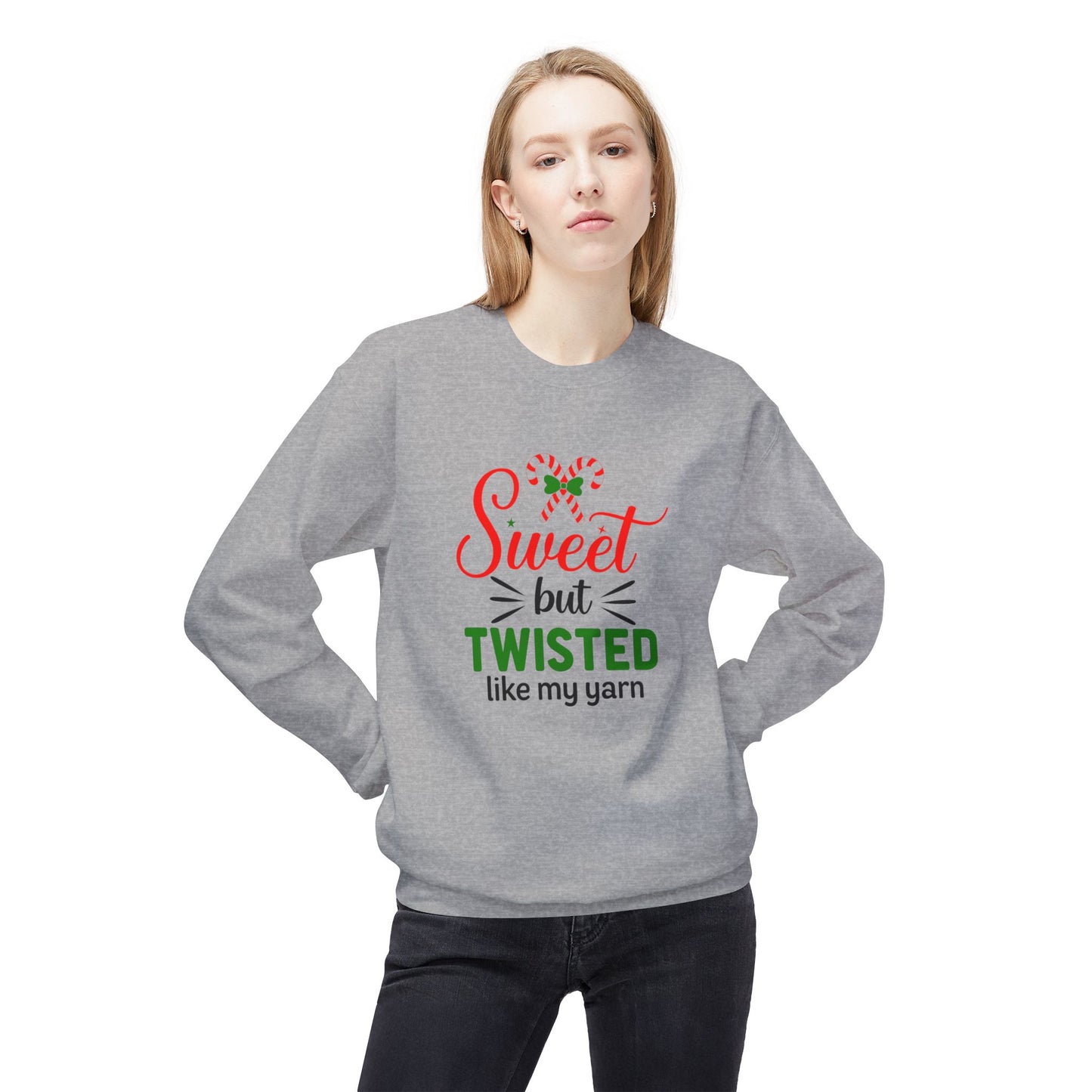 Sweet but Twisted Sweatshirt, Cozy Gift for Crafters, Yarn Lovers, Funny Crewneck for Holidays, Knitting Humor Apparel, Crafting Presents