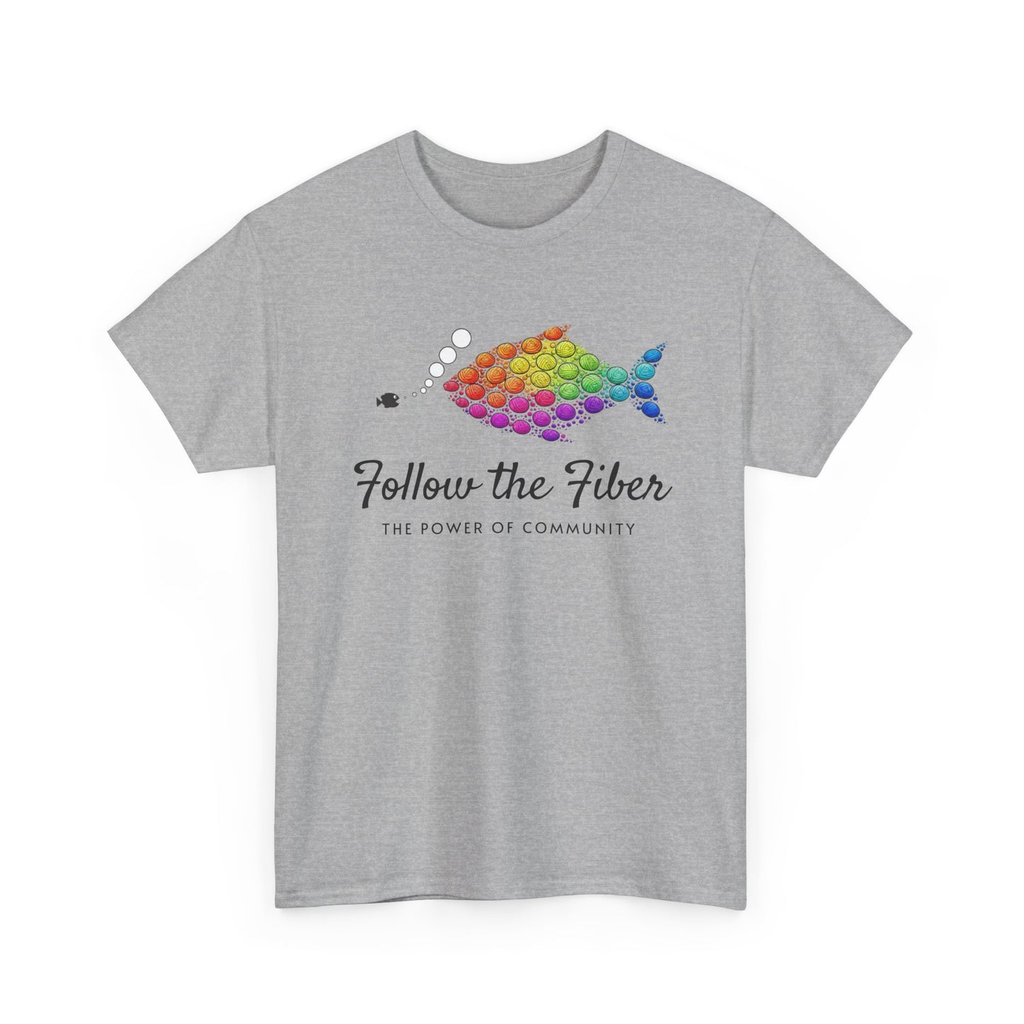 Follow the Fiber Rainbow Fish T-Shirt — Knitting & Crochet Community Tee