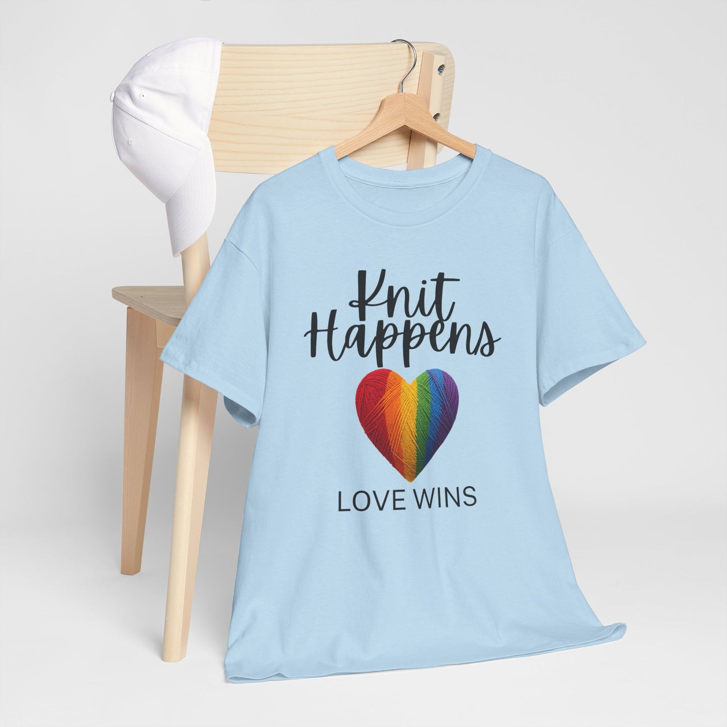 Knit Happens "Love Wins" Rainbow Heart T-Shirt