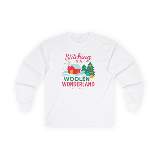 Cozy Holiday Crewneck Tshirt, Woolen Wonderland Cozy Shirt, Christmas Gift, Winter Apparel, Holiday Cheer
