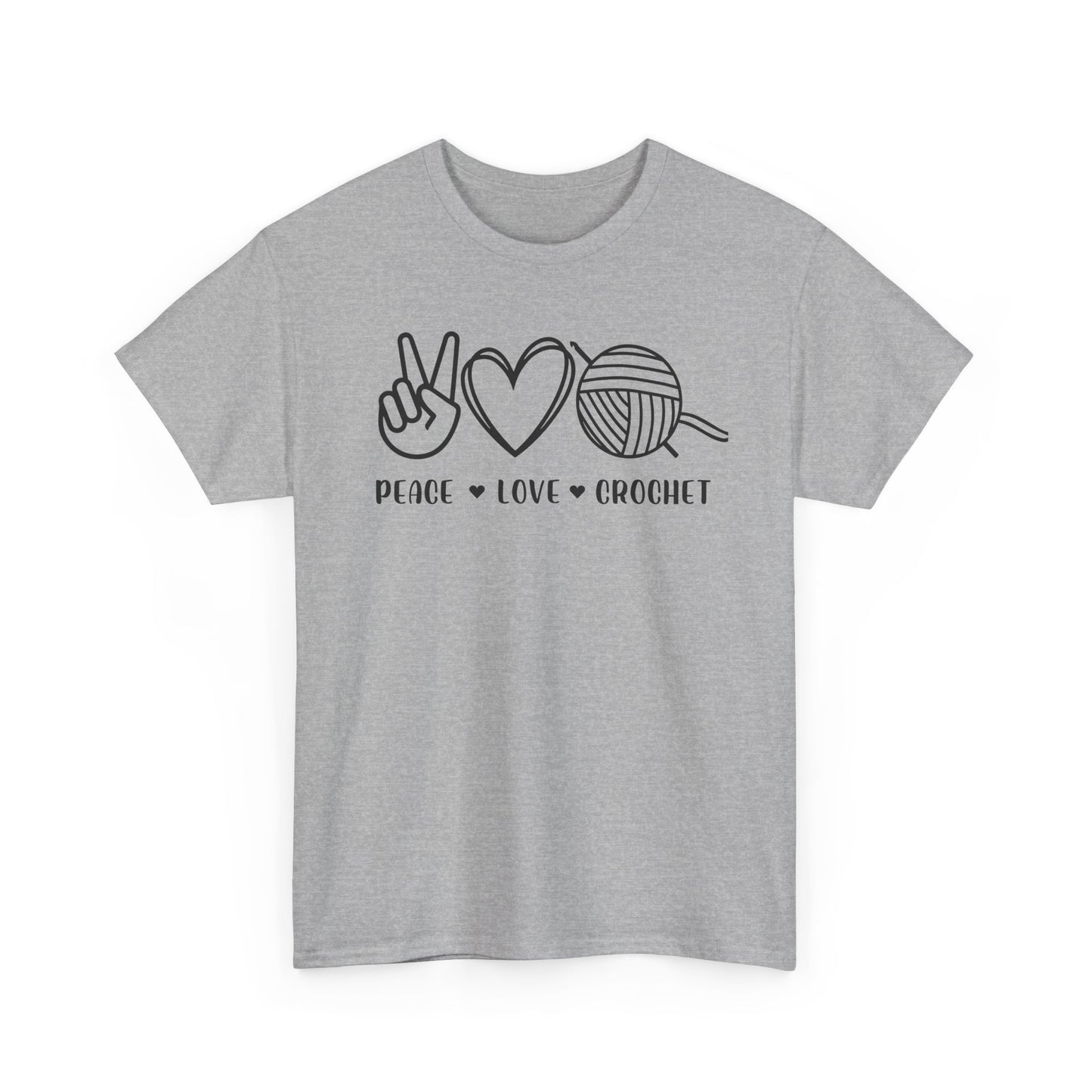 Simple Peace Love Crochet Unisex Heavy Cotton Tee