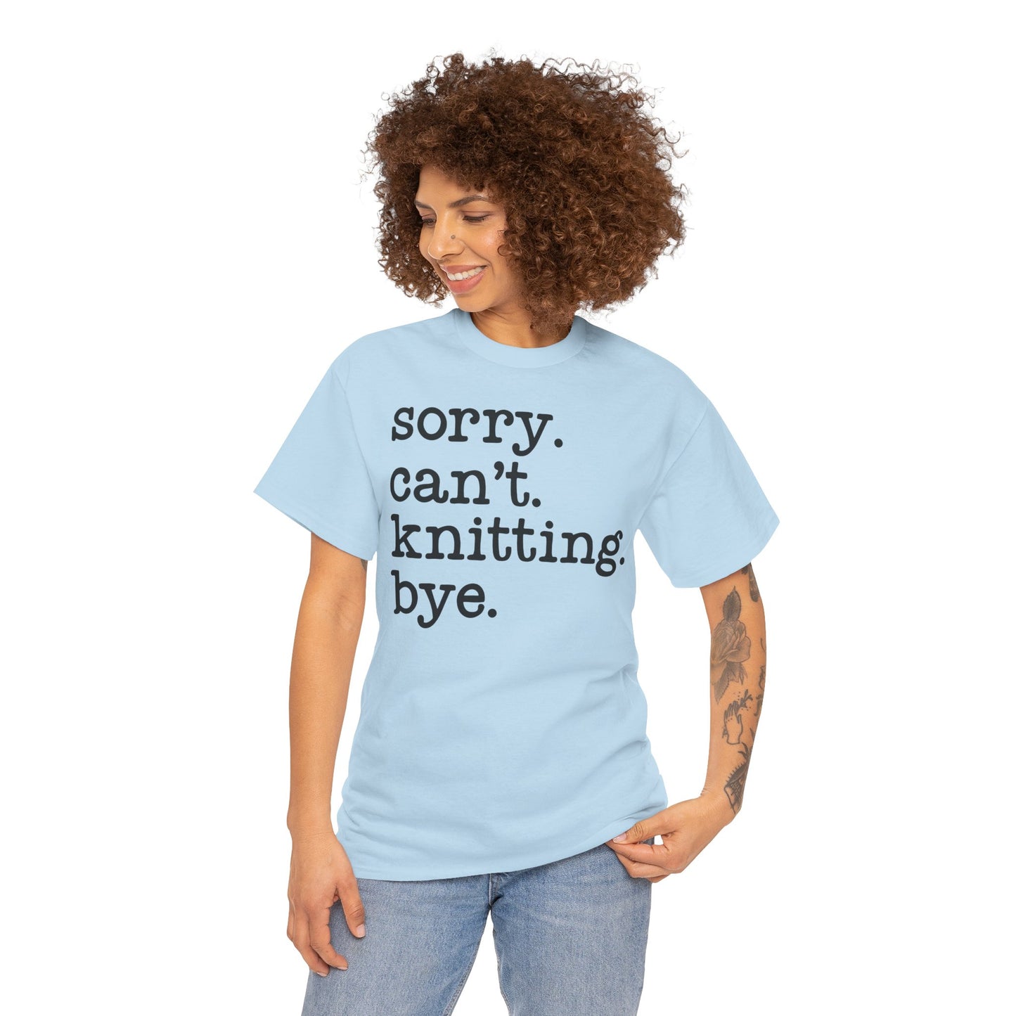 Sorry Can’t Knitting Bye Bella + Canvas Unisex Jersey Short Sleeve Tee