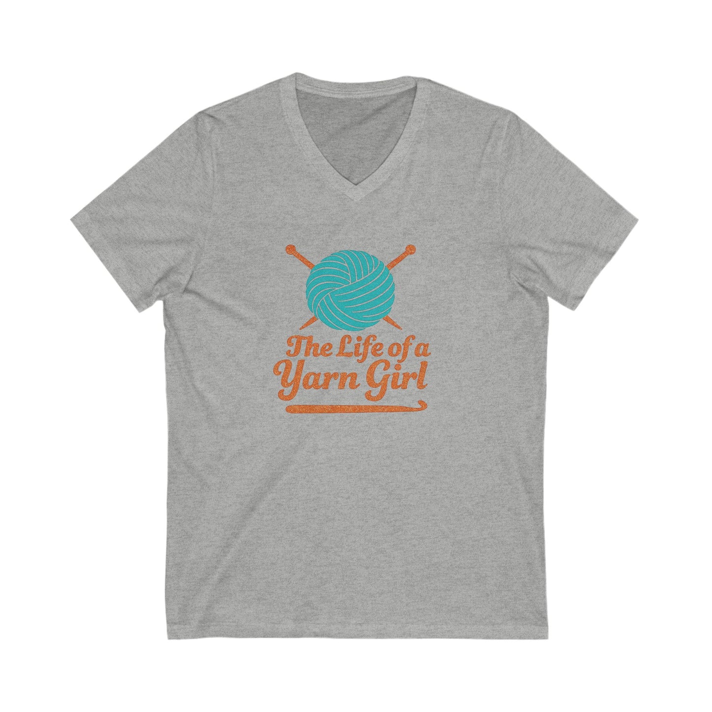 Yarn Girl Tee, Knitter Crocheter Gift, Unisex V-Neck TShirt, Yarn Lover Shirt, Playful Knitting Top