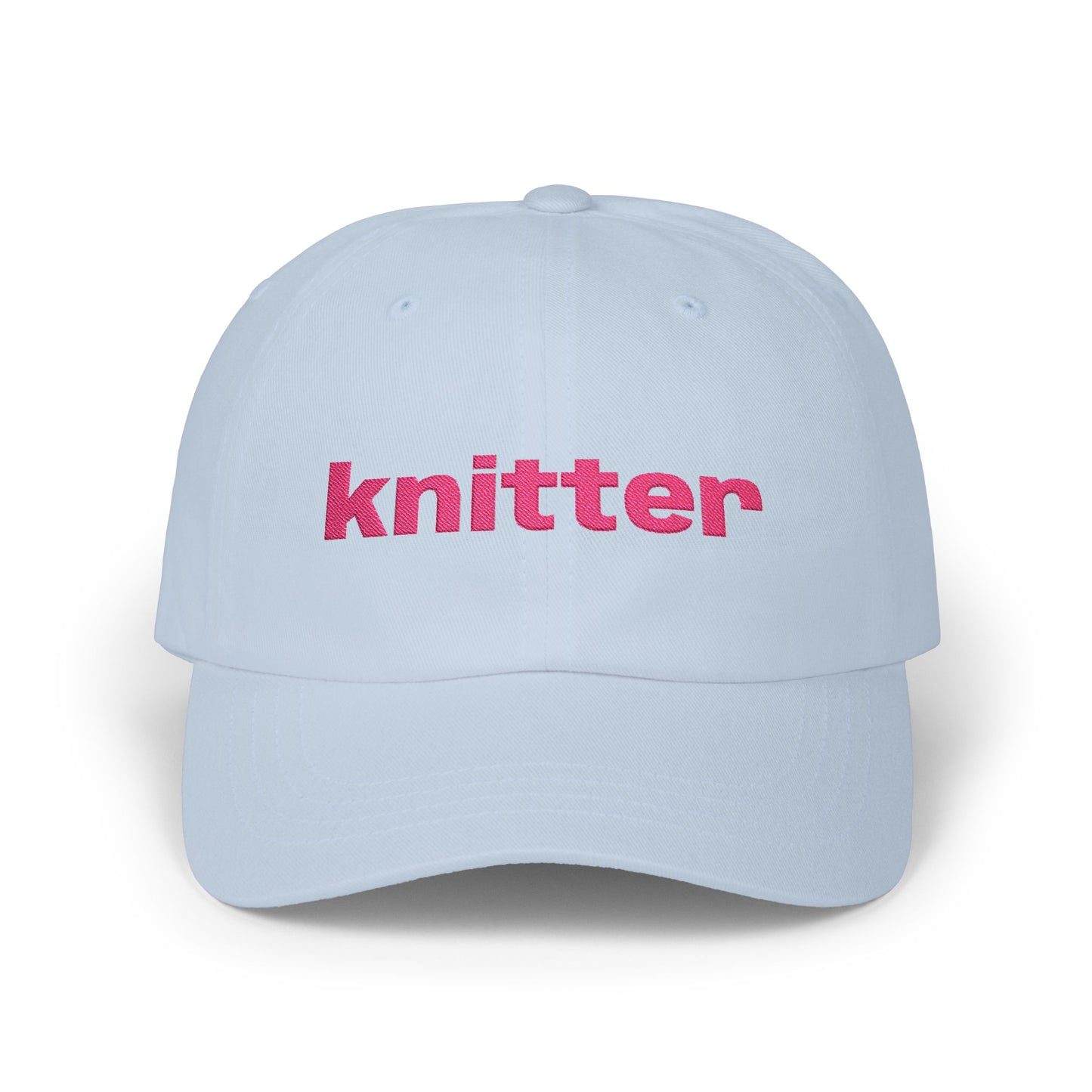 Knitter Embroidered Dad Cap – Pink Text Casual Baseball Hat for Knitting Lovers