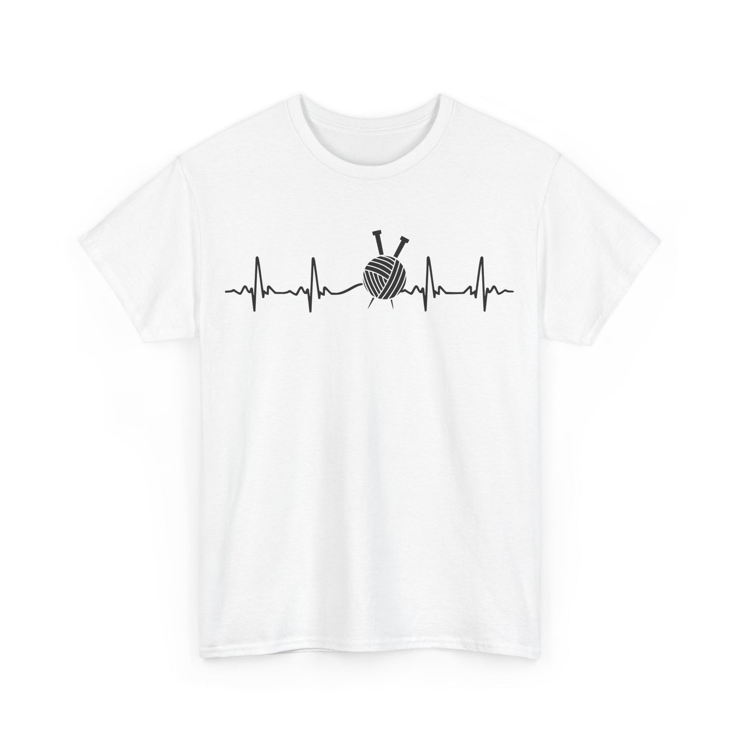 Knitting EKG Unisex Heavy Cotton Tee