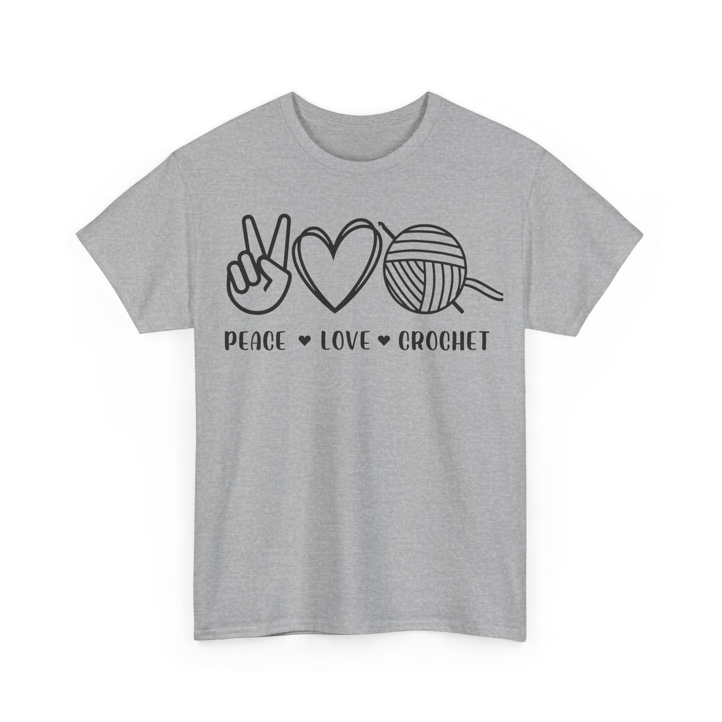 Simple Peace Love Crochet Unisex Heavy Cotton Tee