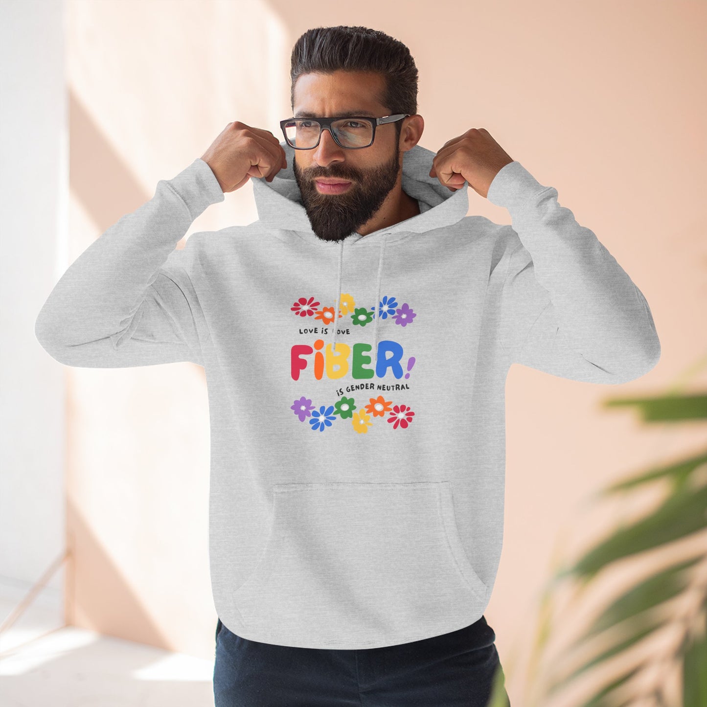 Fiber Lover Hoodie — "Life Is Better with Fiber" Colorful Floral Knitwear