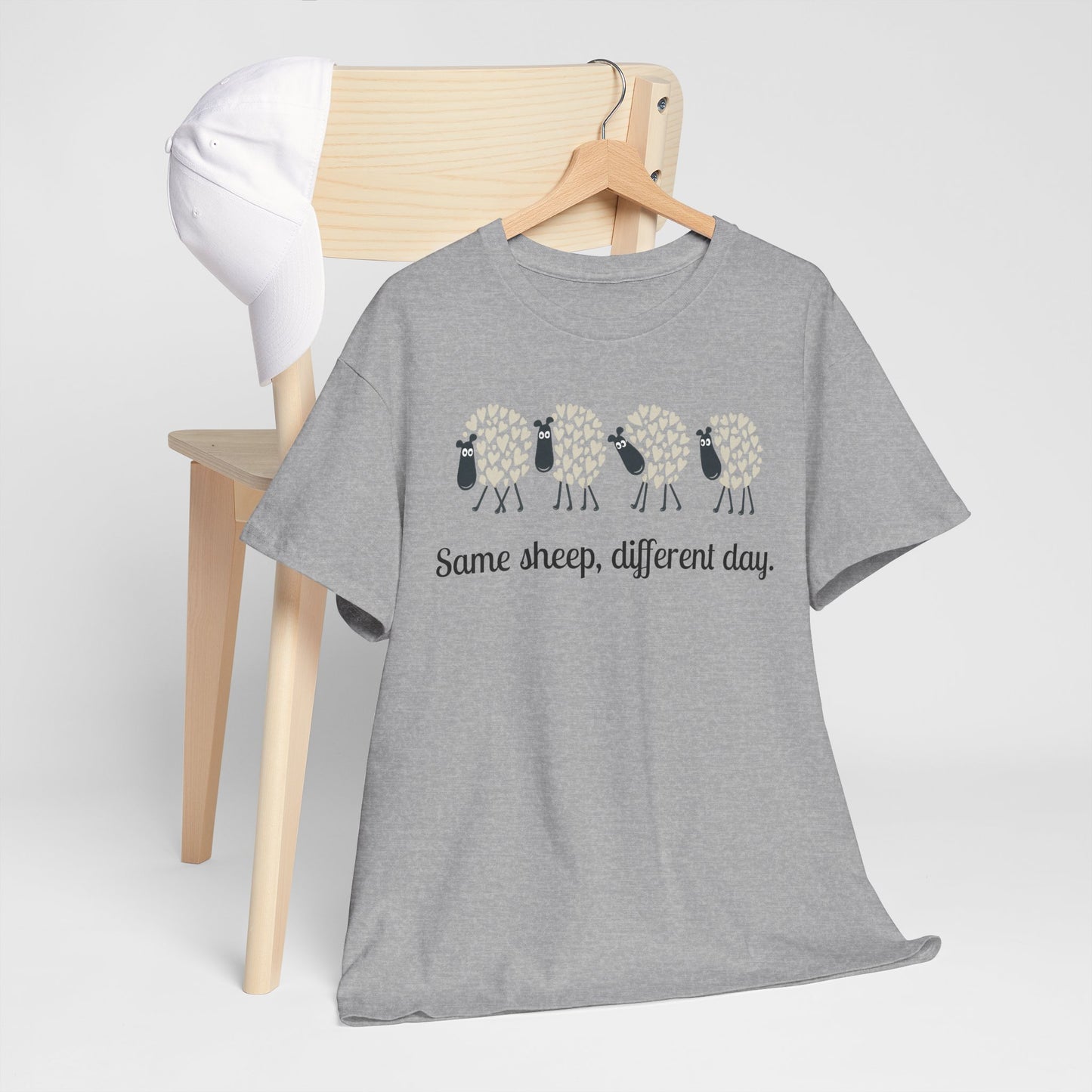 Funny Sheep Tee, Yarn Lover Gift Shirt, Unisex Cotton T-Shirt, Same Sheep Different Day, Funny Novelty Tee for Knitter, Gift for Crocheter