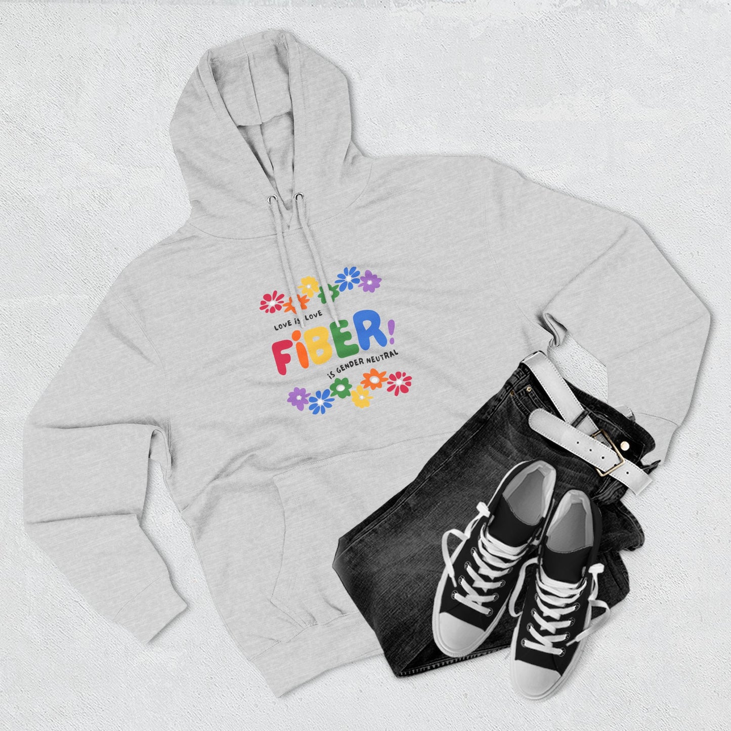 Fiber Lover Hoodie — "Life Is Better with Fiber" Colorful Floral Knitwear